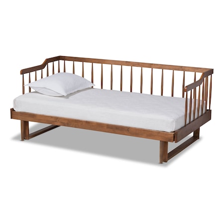 Muriel Walnut Wood Expandable Twin Size To King Size Spindle Daybed